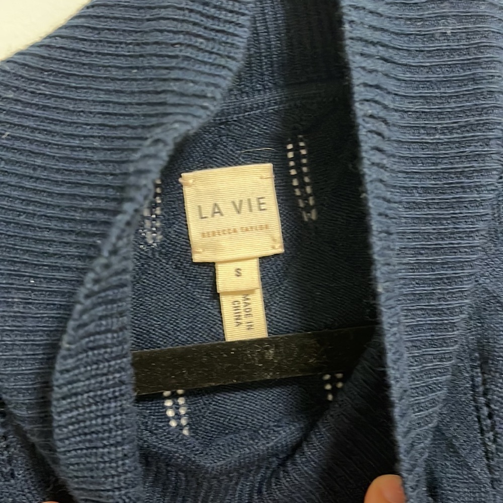 La Vie Rebecca Taylor Dia Pointelle Knit Sweater Dress in Midnight - Picture 3 of 4